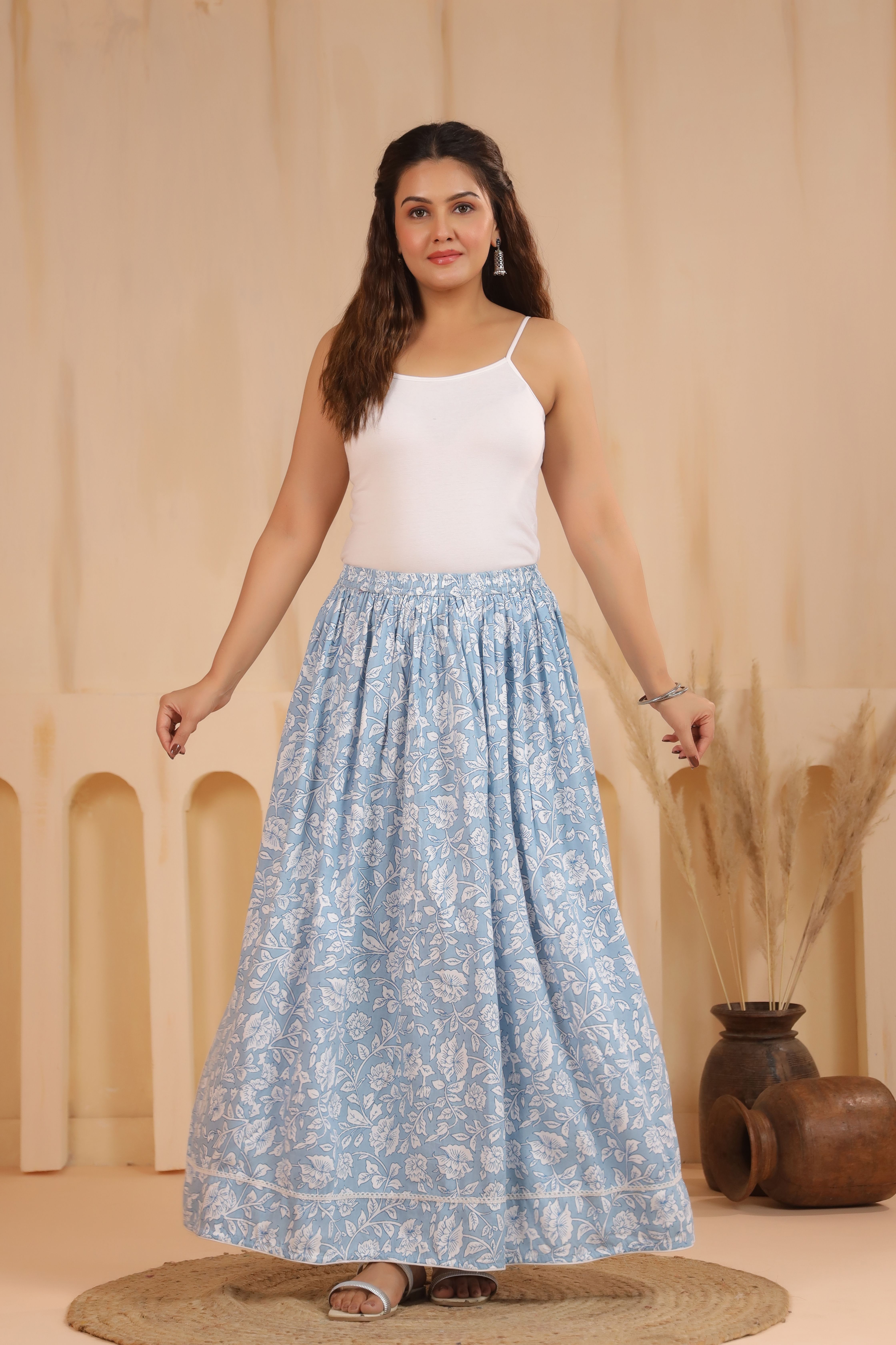 subh laxmi Women Printed Flared Blue Skirt-picture-16