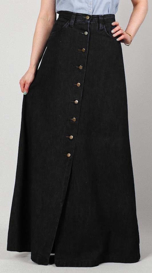 Women Solid A-line Black Skirt-image-45