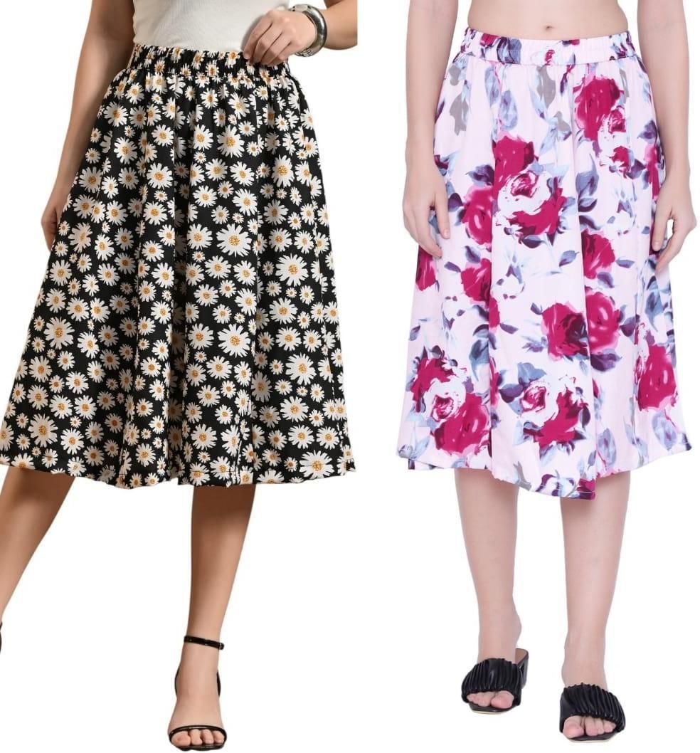 Women Printed Regular Multicolor Skirt-image-34