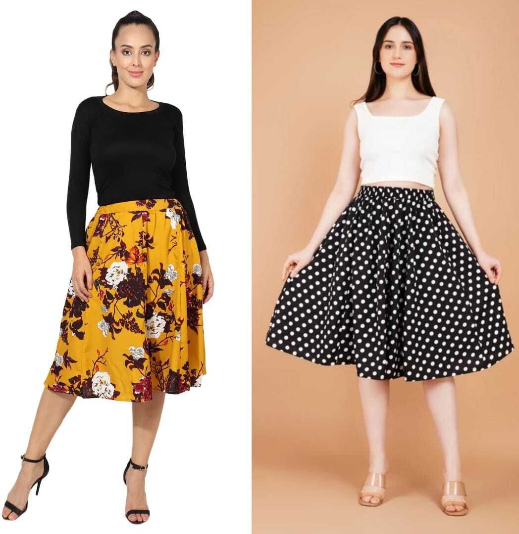 pabhnoors Women Printed A-line Multicolor Skirt-picture-28