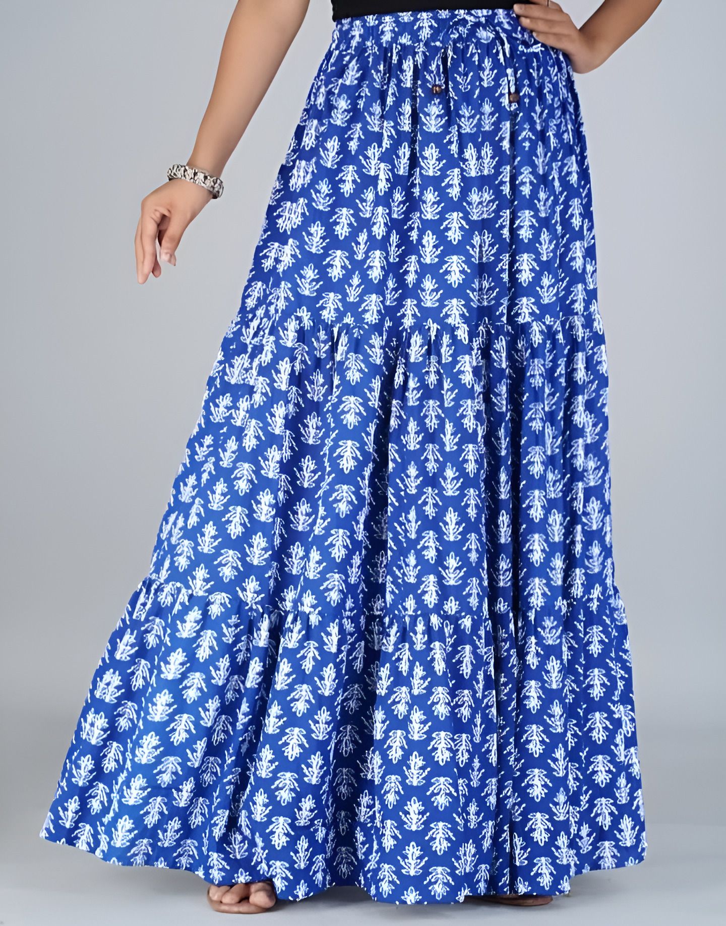 bhagat singh fabtex Women Printed Regular Light Blue Skirt-picture-17
