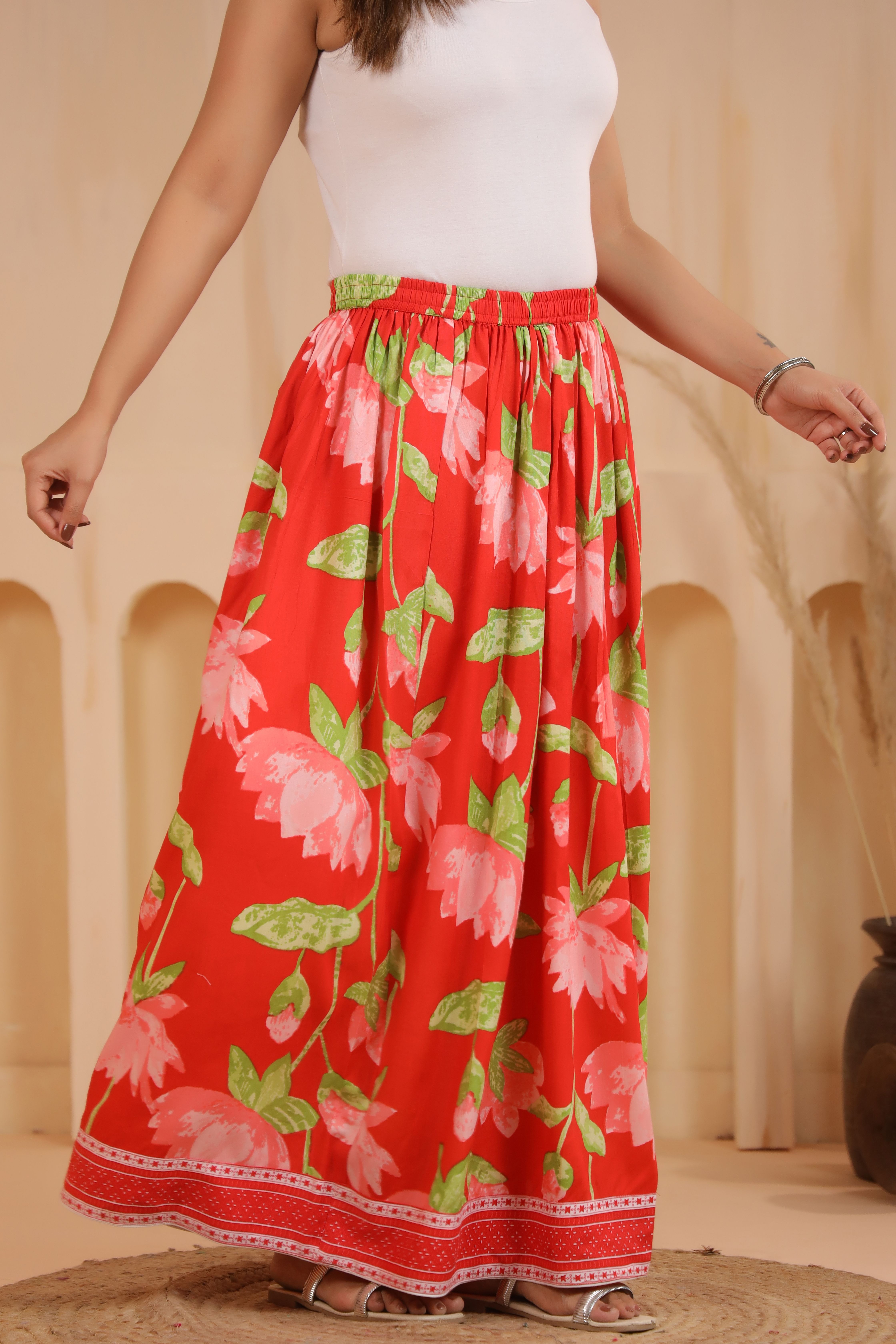 marudhara Women Printed Flared Multicolor Skirt-picture-15