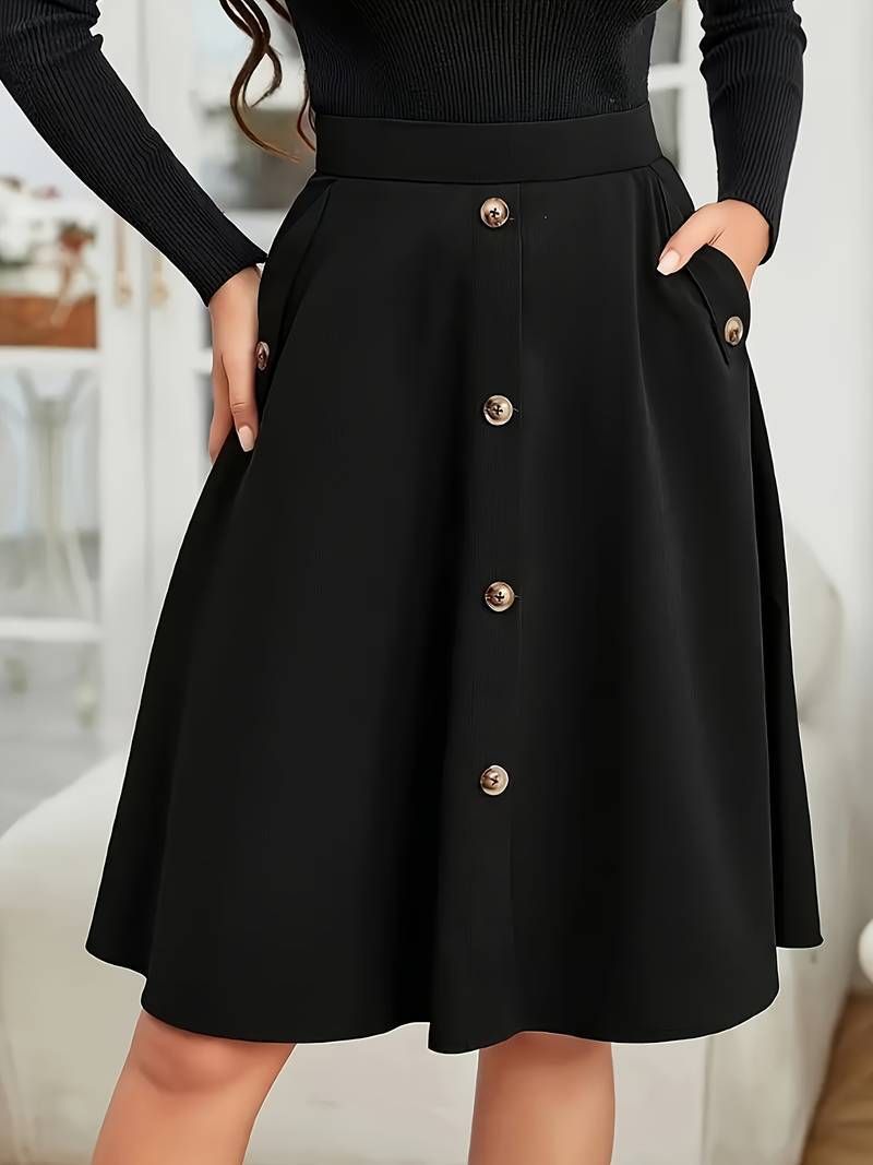 areca designer Women Embellished, Solid, Self Design A-line Black Skirt-picture-26