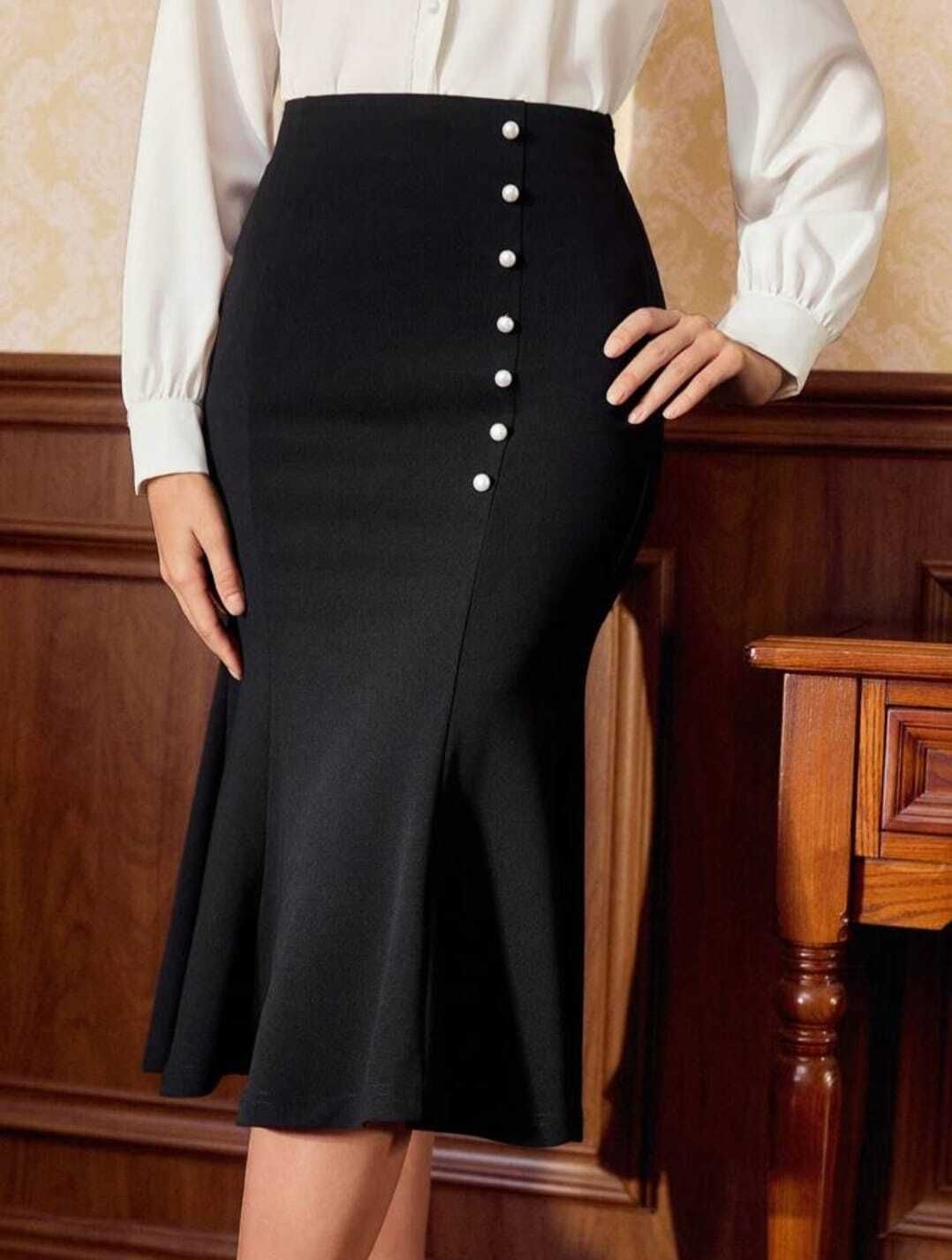 vala fashion Women Solid Flared Black Skirt-picture-20