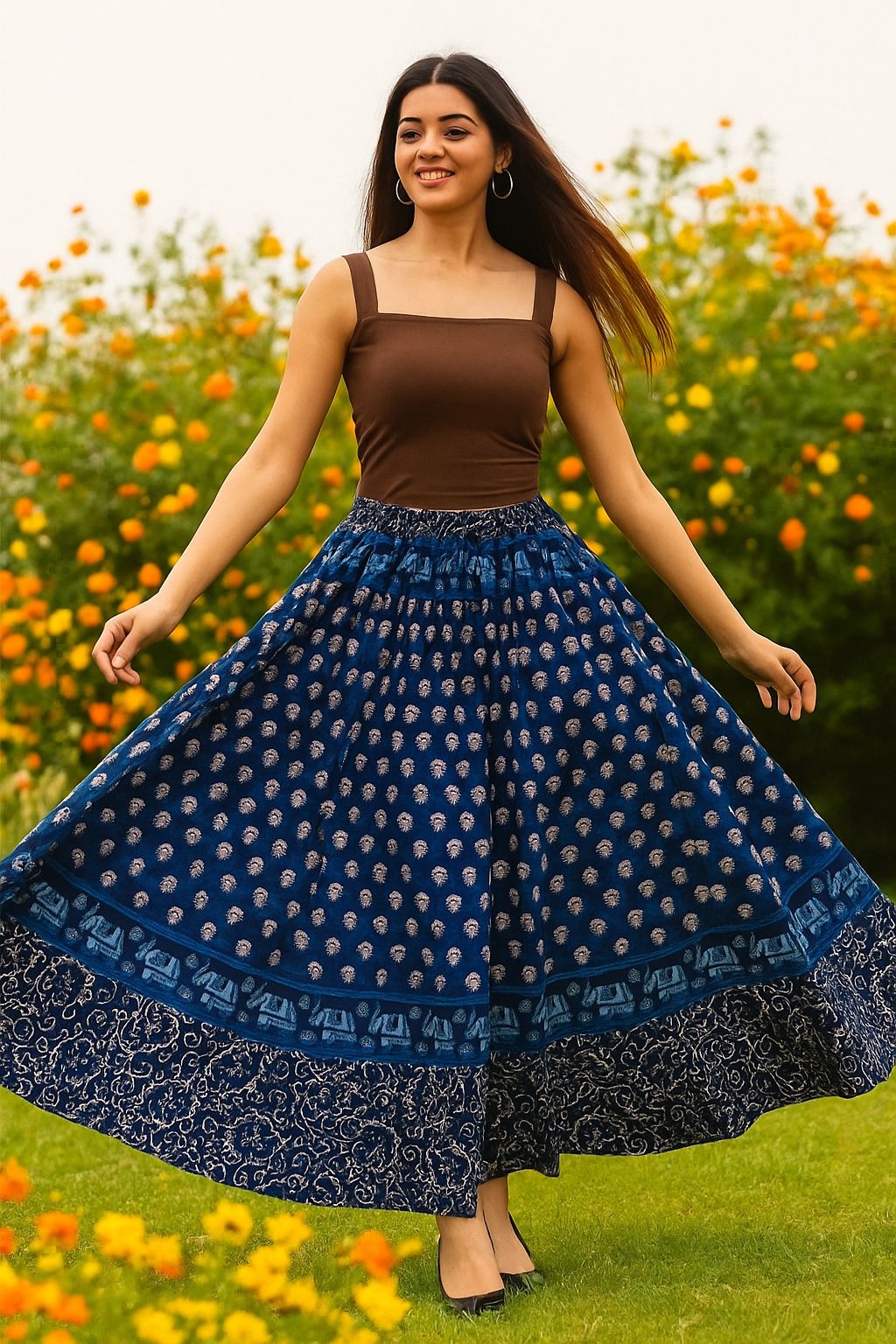 aalivaas Women Floral Print Regular Blue Skirt-picture-26