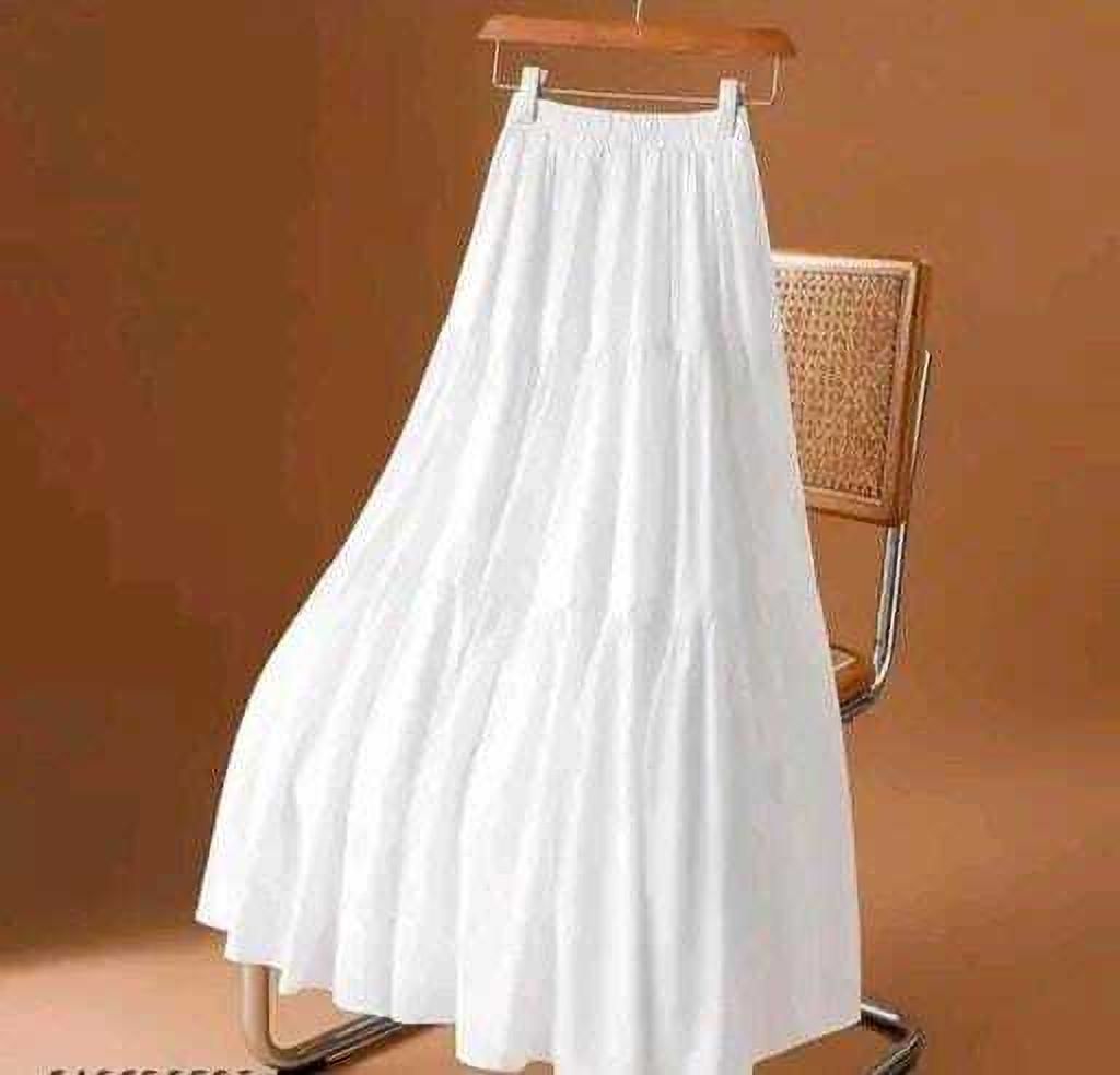 Women Solid Regular White Skirt-image-16