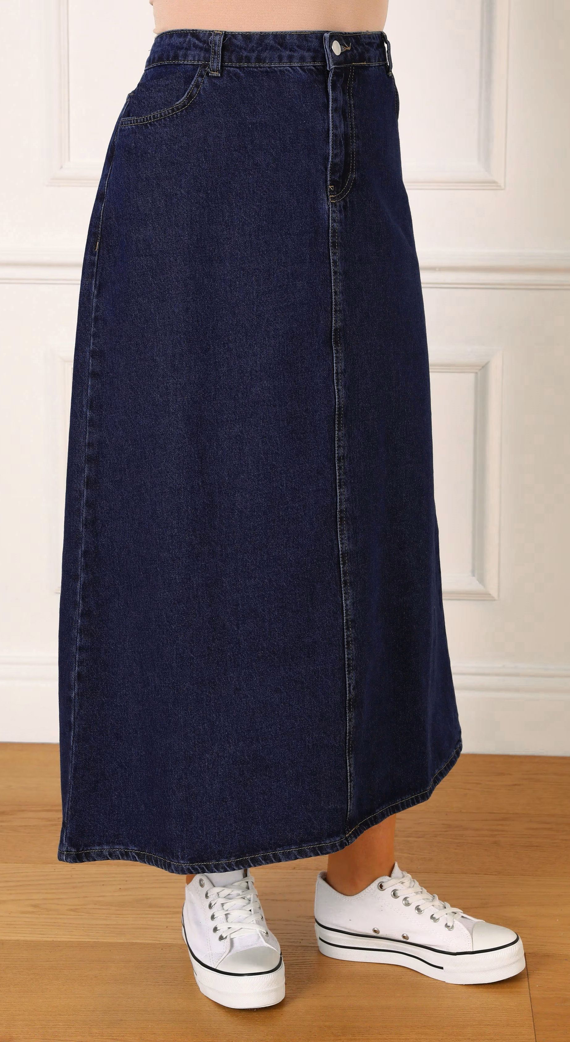 achyutaya fashion Women Solid Straight Dark Blue Skirt-picture-24