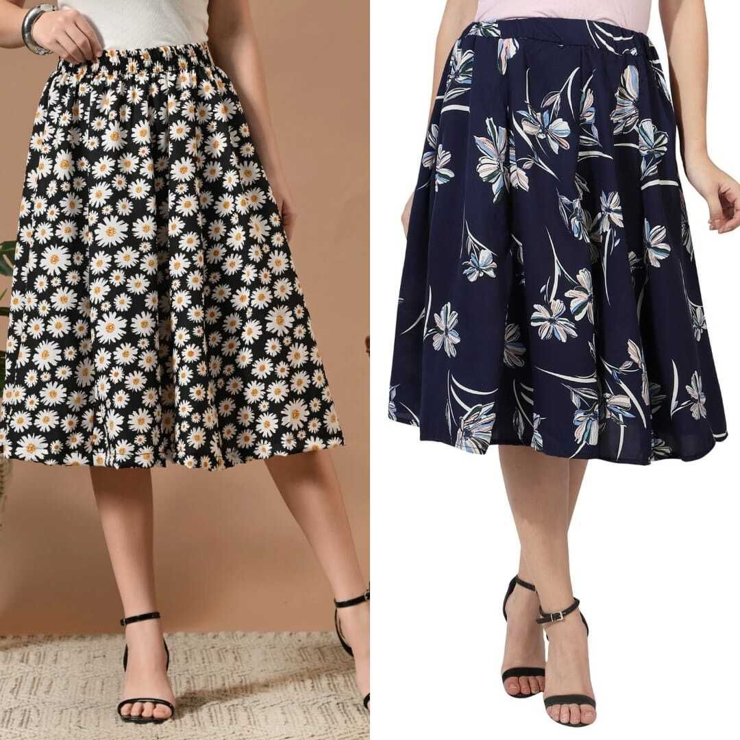 Women Printed Regular Multicolor Skirt-image-33