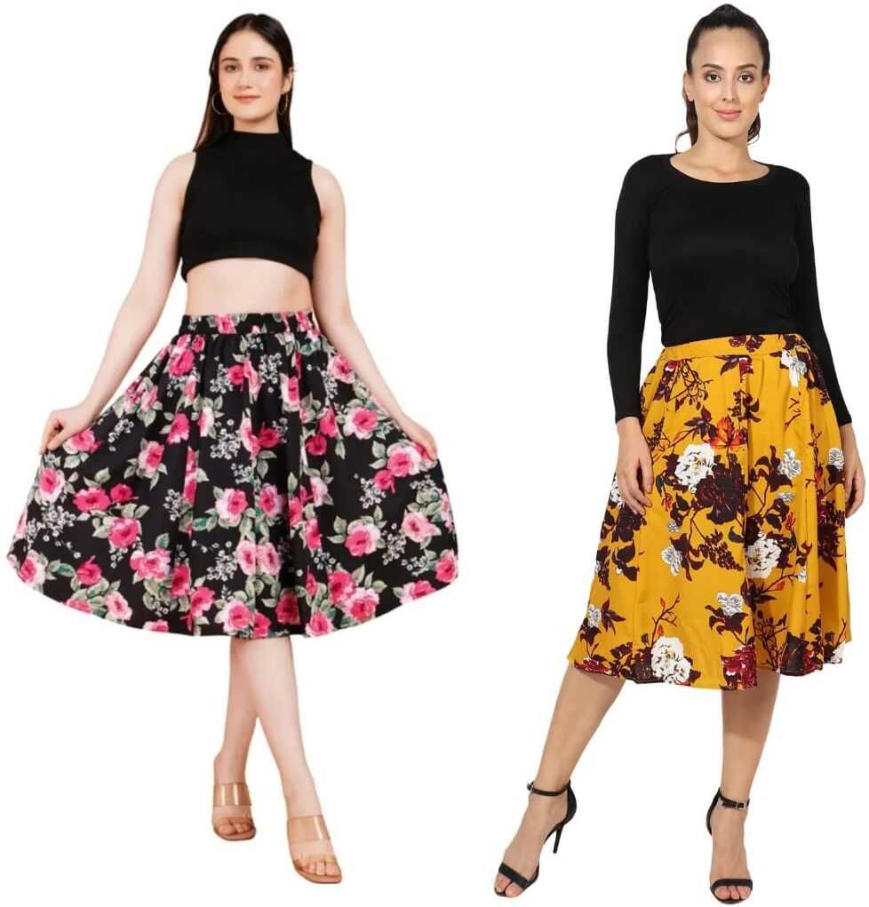 pabhnoors Women Printed A-line Multicolor Skirt-picture-22