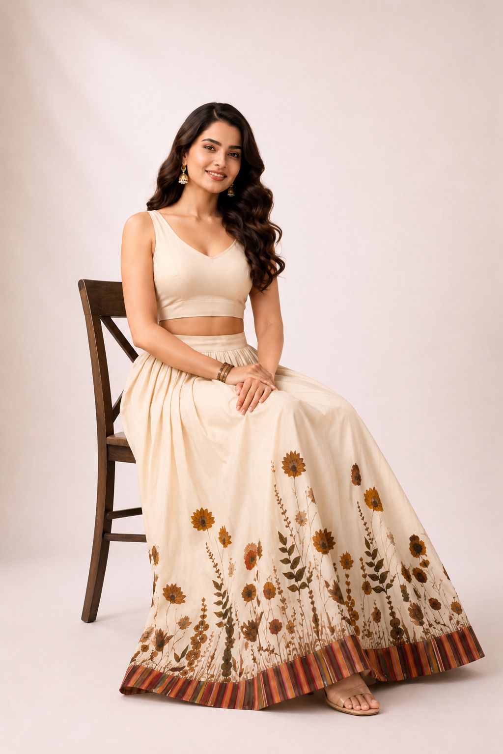 vashishtha Women Printed Flared Beige Skirt-picture-24