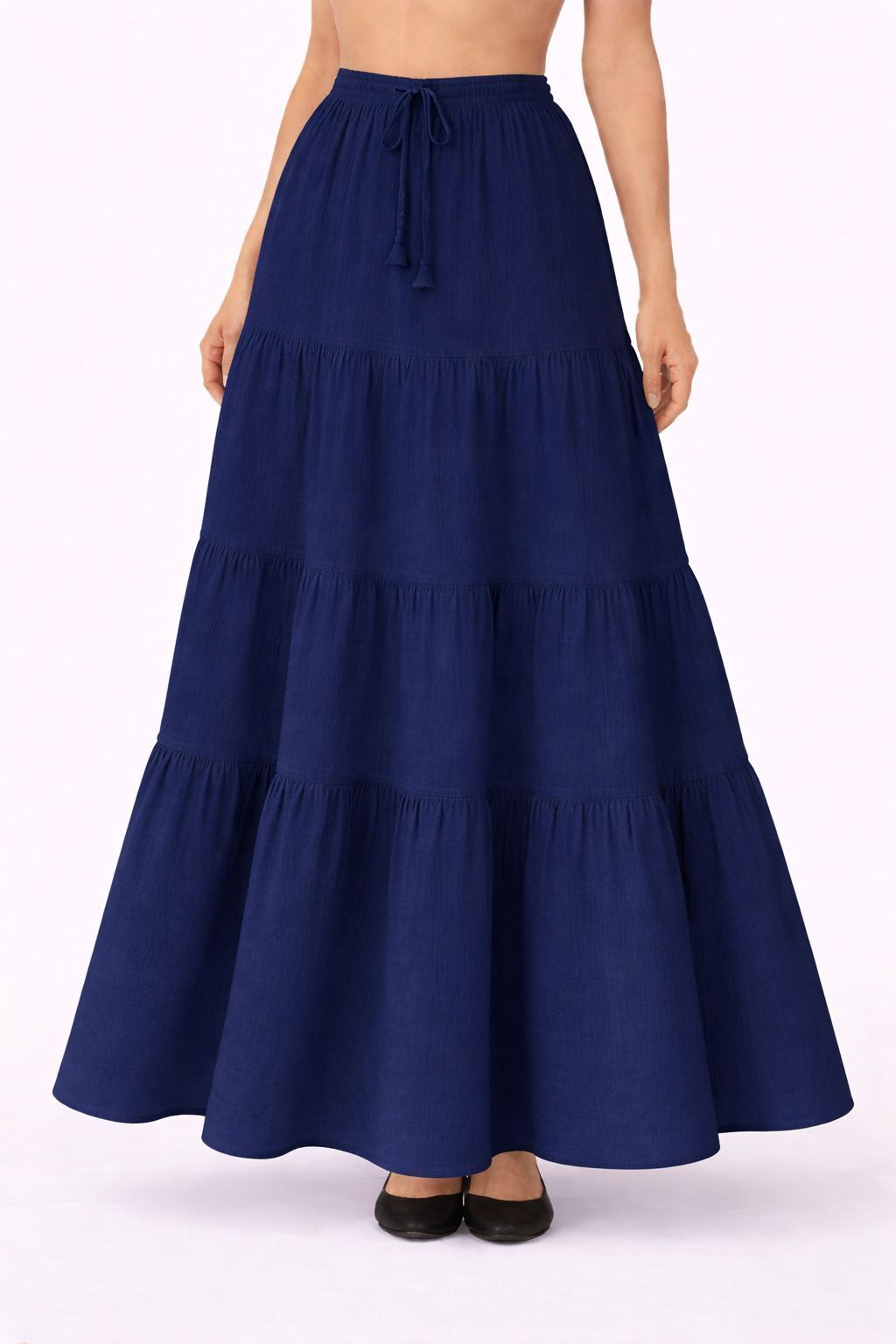 Women Printed A-line Dark Blue Skirt-image-21