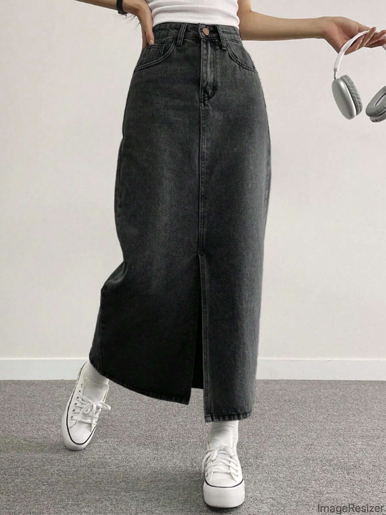 Women Solid Regular Grey Skirt-image-24