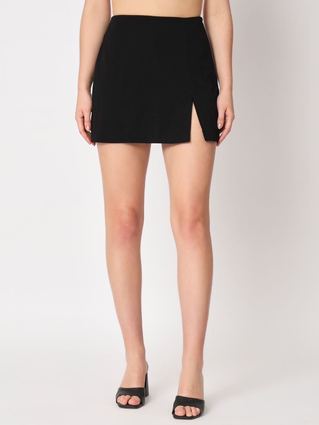 zastraa Women Solid Skorts Black Skirt-picture-16