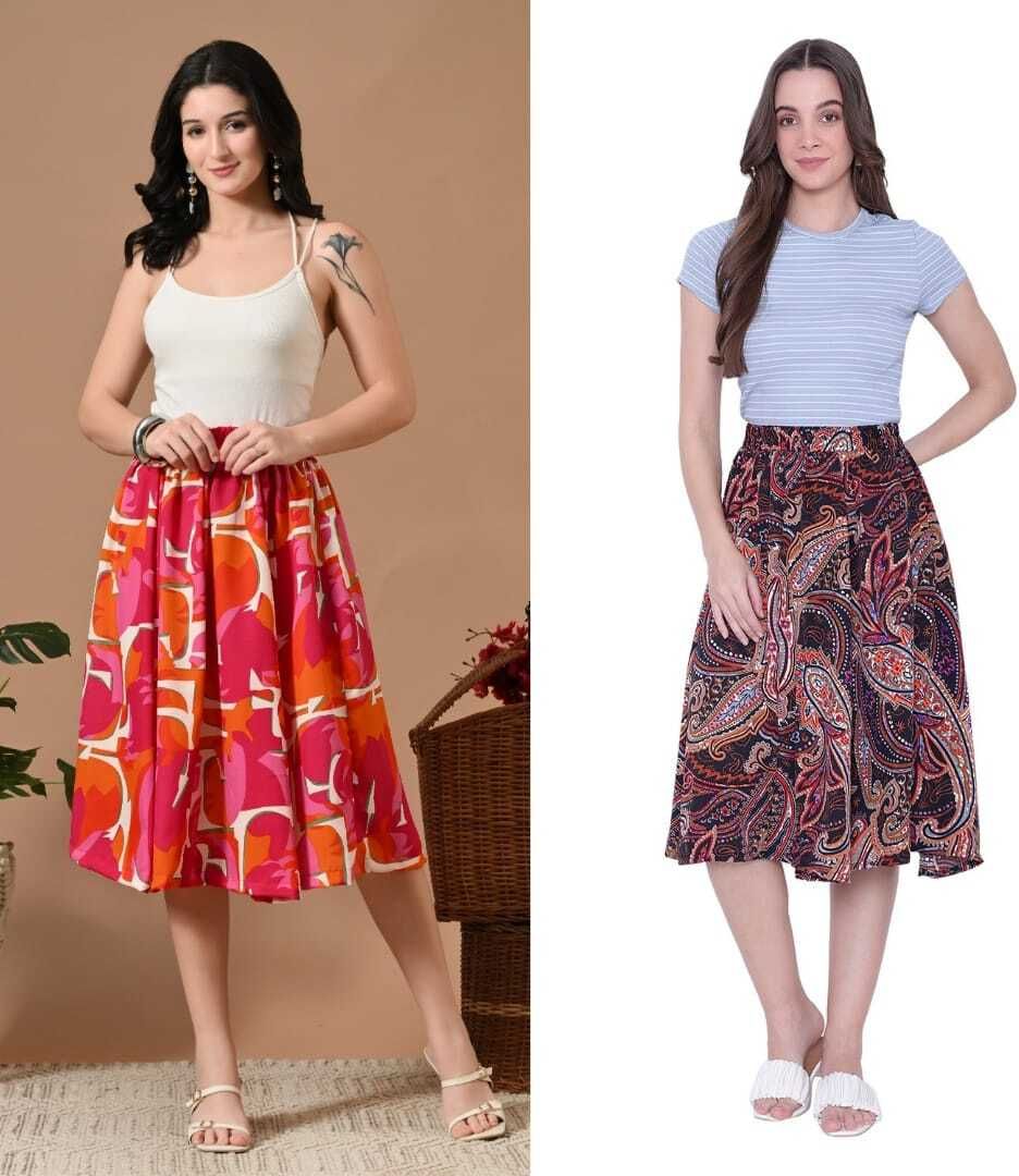 pabhnoors Women Printed A-line Multicolor Skirt-picture-14