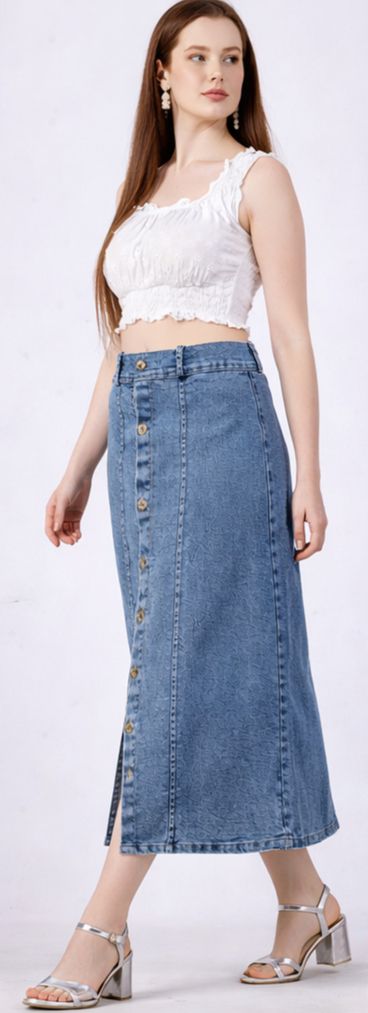 mskkapprel Women Solid A-line Light Blue Skirt-picture-13