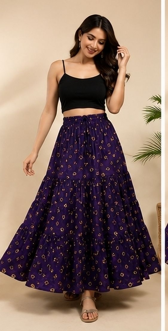 Women Floral Print Regular Multicolor Skirt-image-4