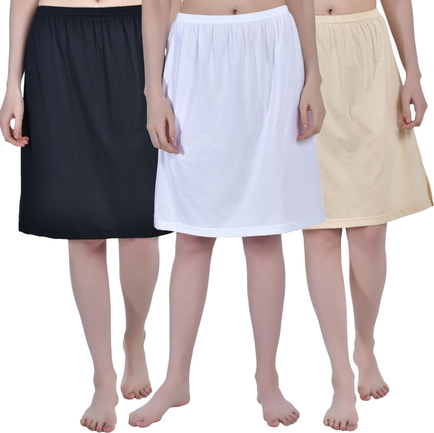Women Solid Regular Black, White, Beige Skirt-image-45