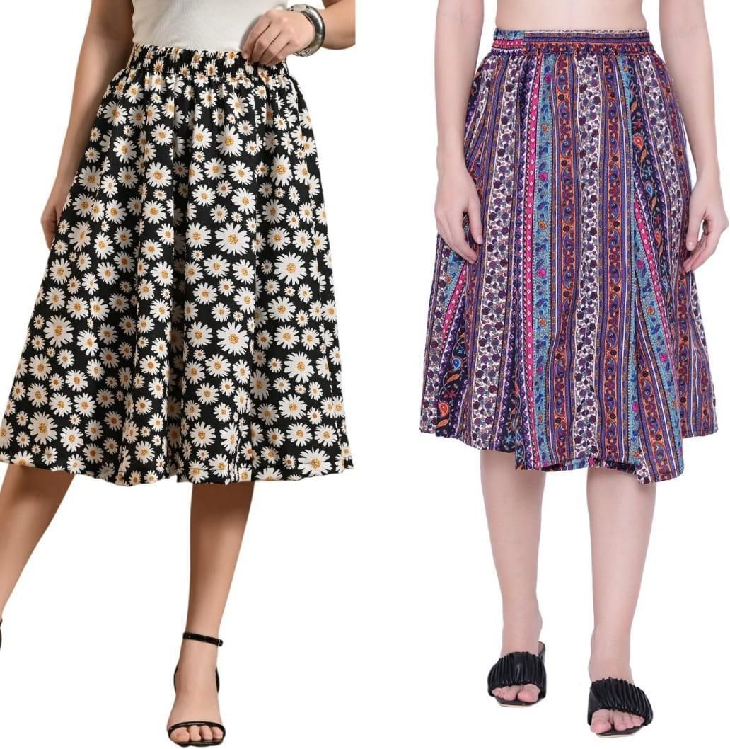 Women Printed Regular Multicolor Skirt-image-20