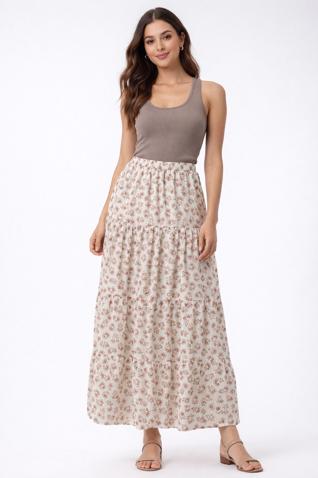 nobarr Women Printed Tiered White Skirt-picture-45