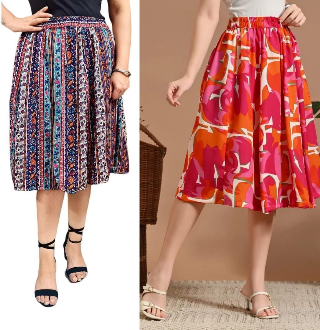 Women Printed Regular Multicolor Skirt-image-39