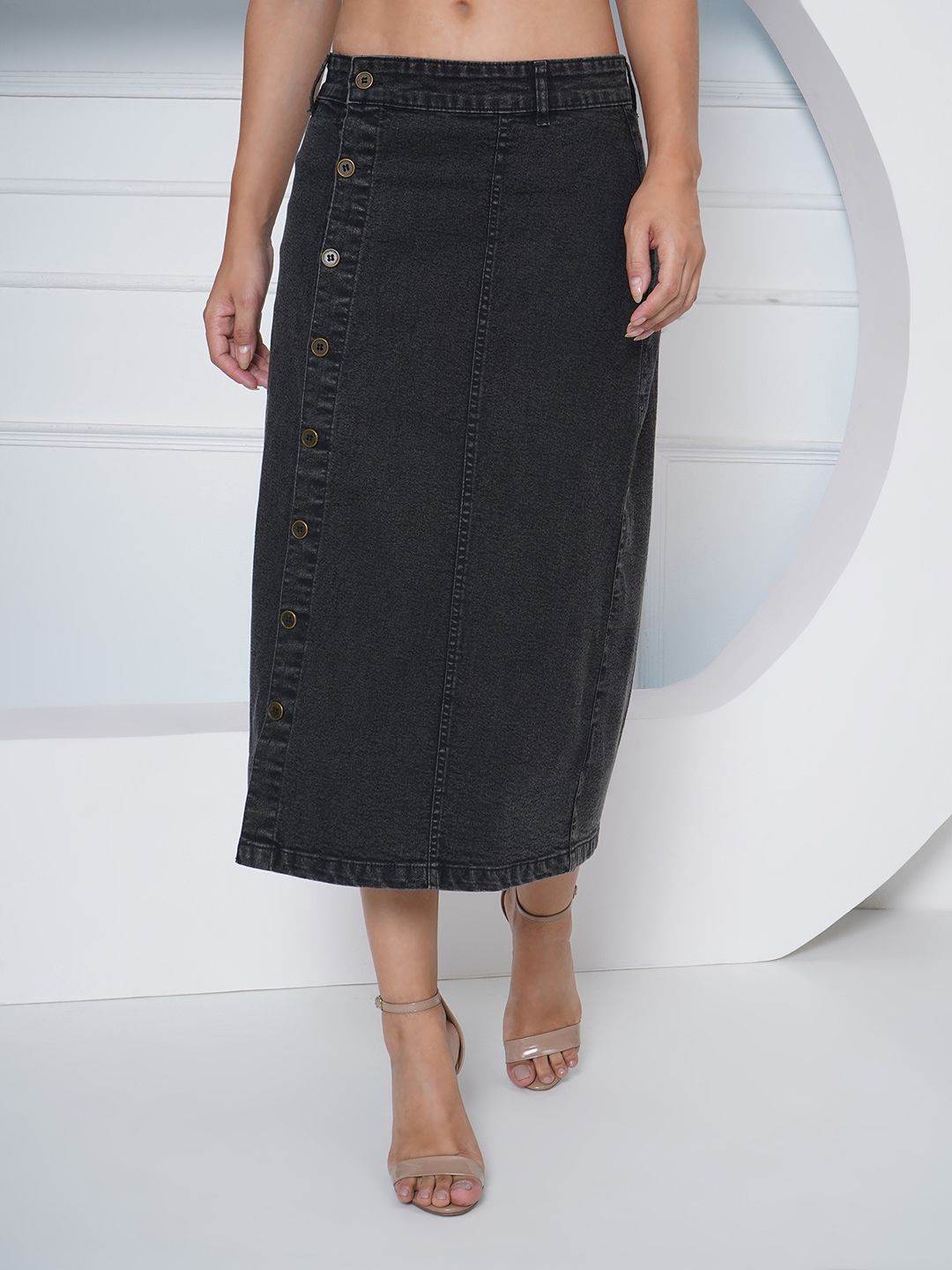 puella Women Solid Straight Black Skirt-picture-27