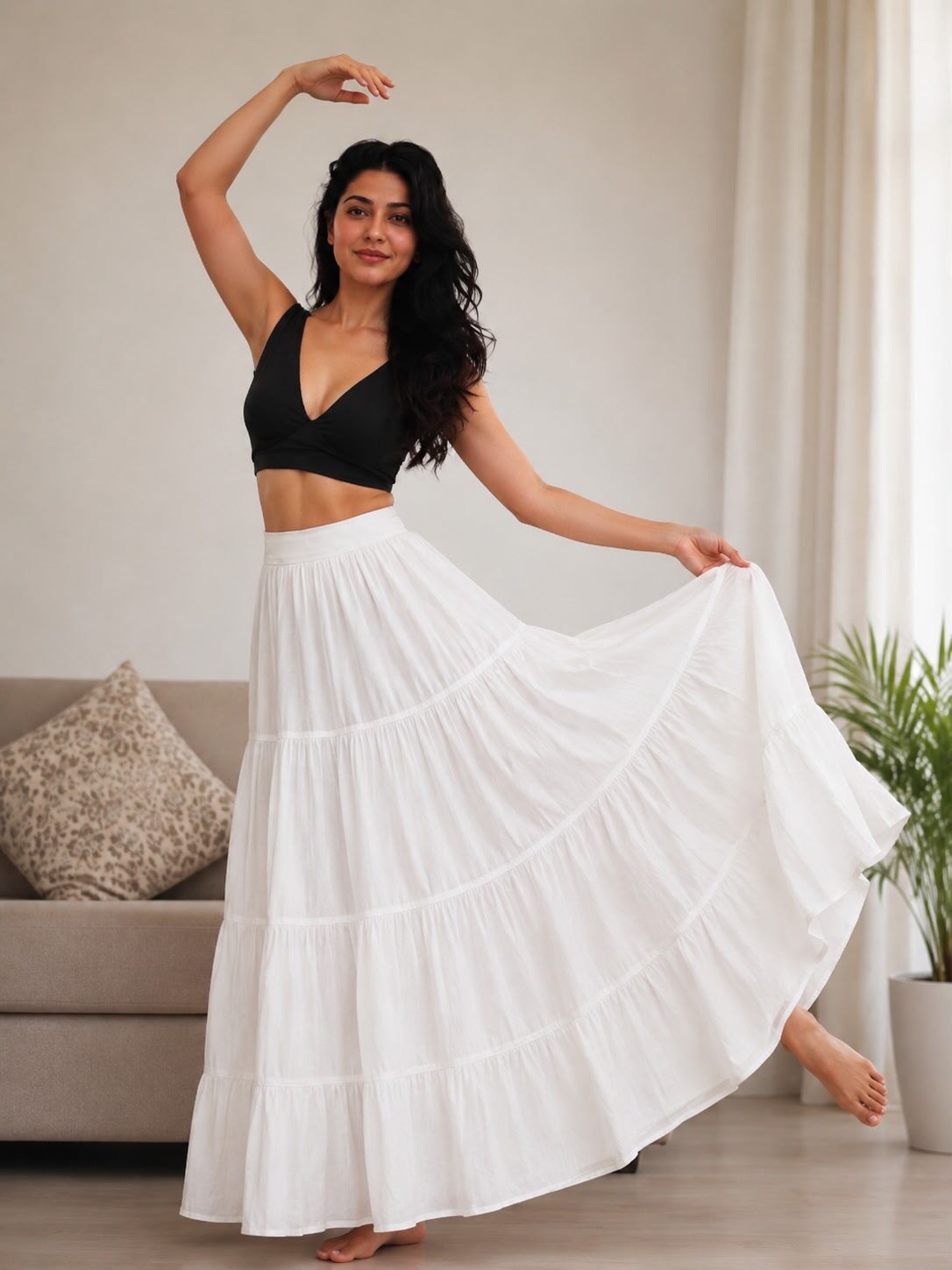 Women Solid A-line White Skirt-image-34