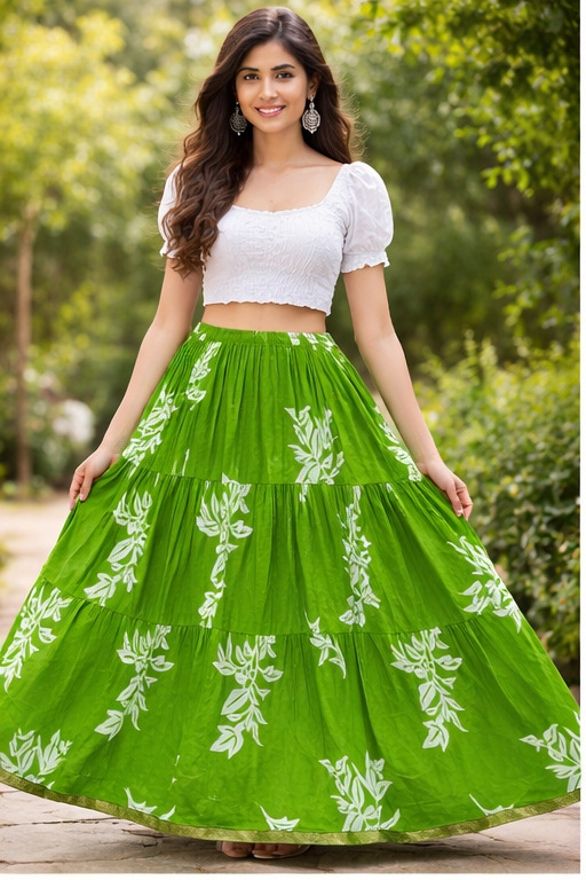 himcare Women Printed Regular Green Skirt-picture-26