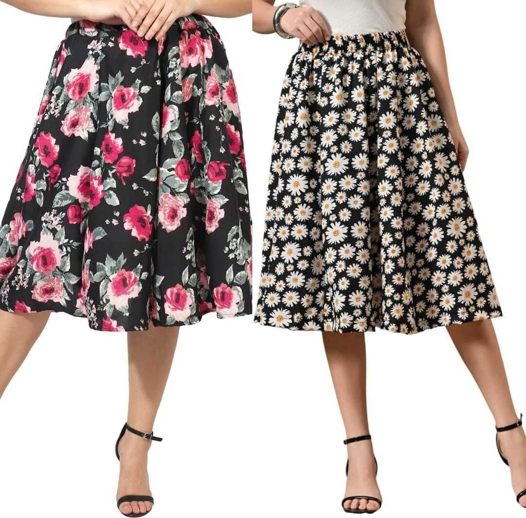Women Printed Regular Multicolor Skirt-image-44
