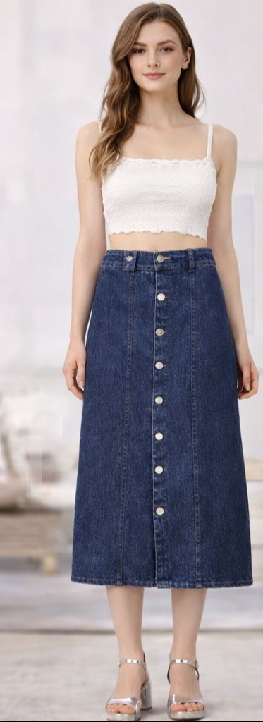 Women Solid A-line Dark Blue Skirt