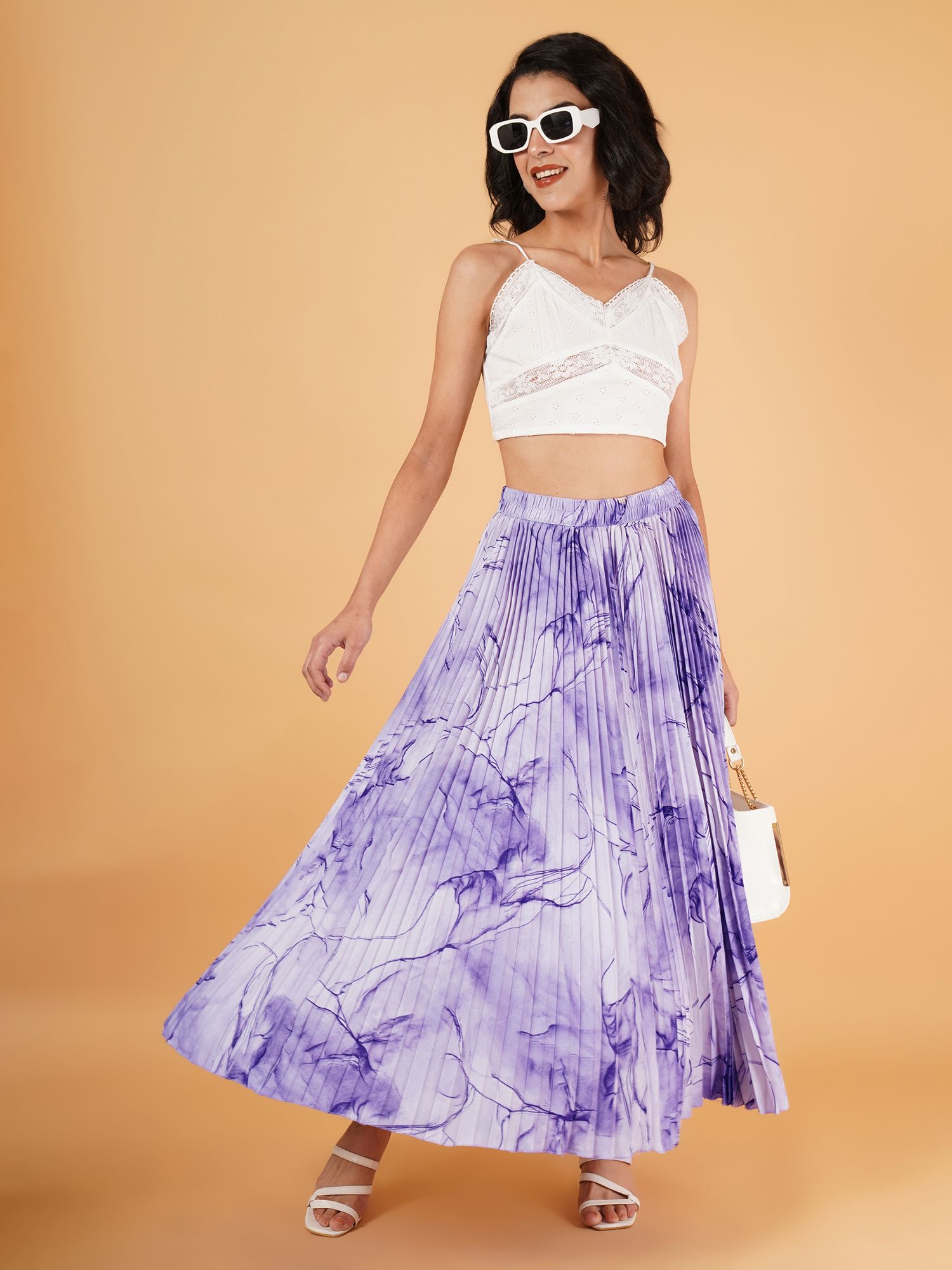 otabu Women Printed Flared Purple Skirt-picture-28
