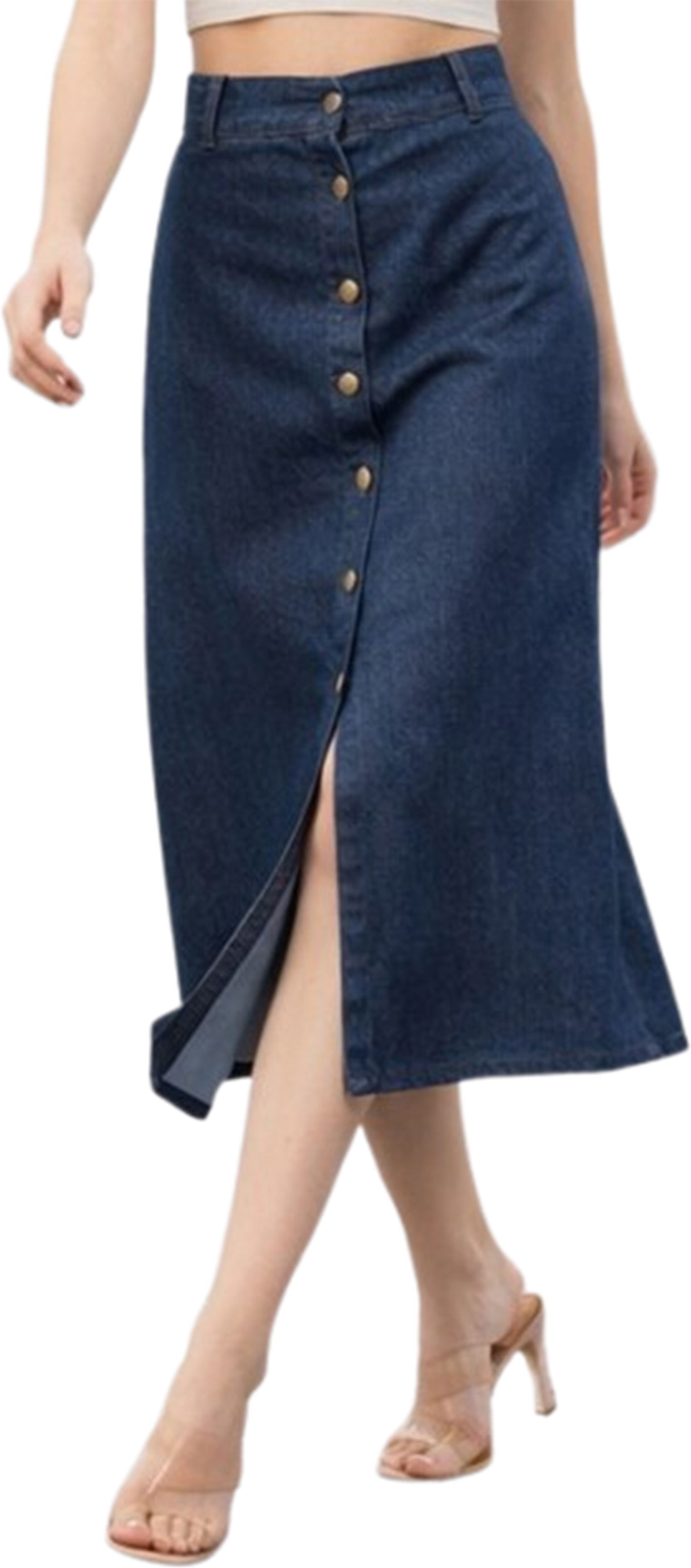 mskkapprel Women Solid A-line Dark Blue Skirt-picture-14