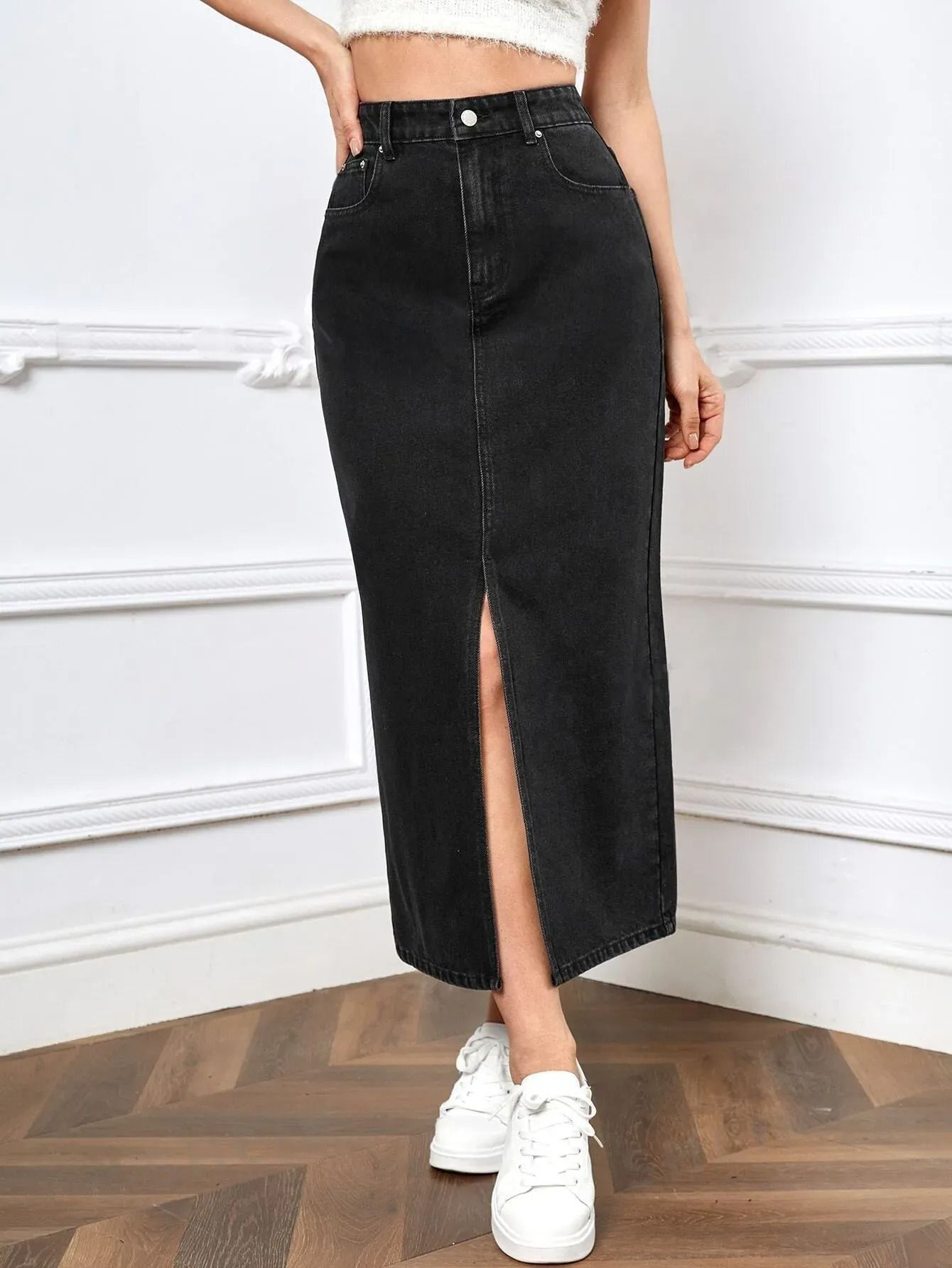 dolsia Women Solid Regular Black Skirt-picture-18