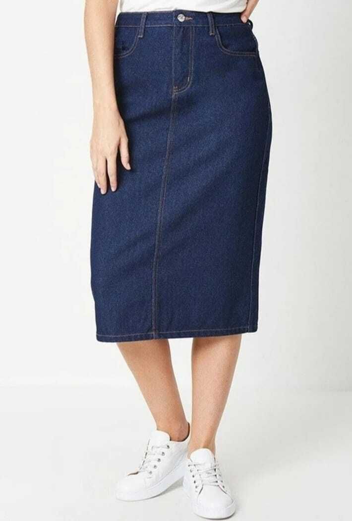 Women Solid Straight Blue Skirt-image-26