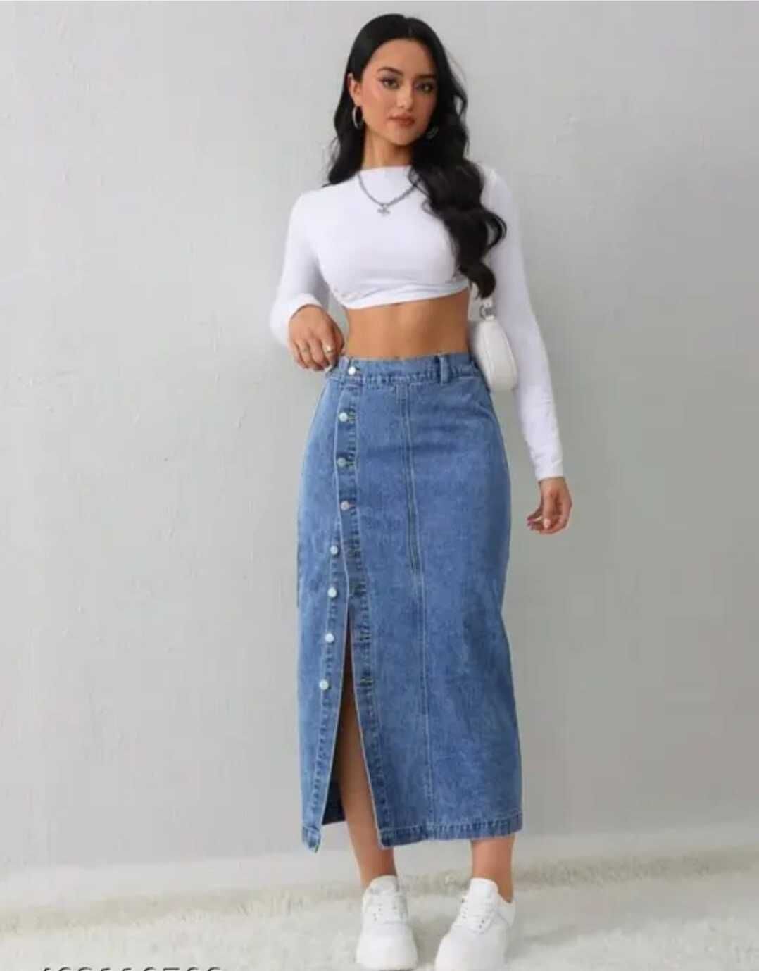 vestis Women Solid Pencil Blue Skirt-picture-13