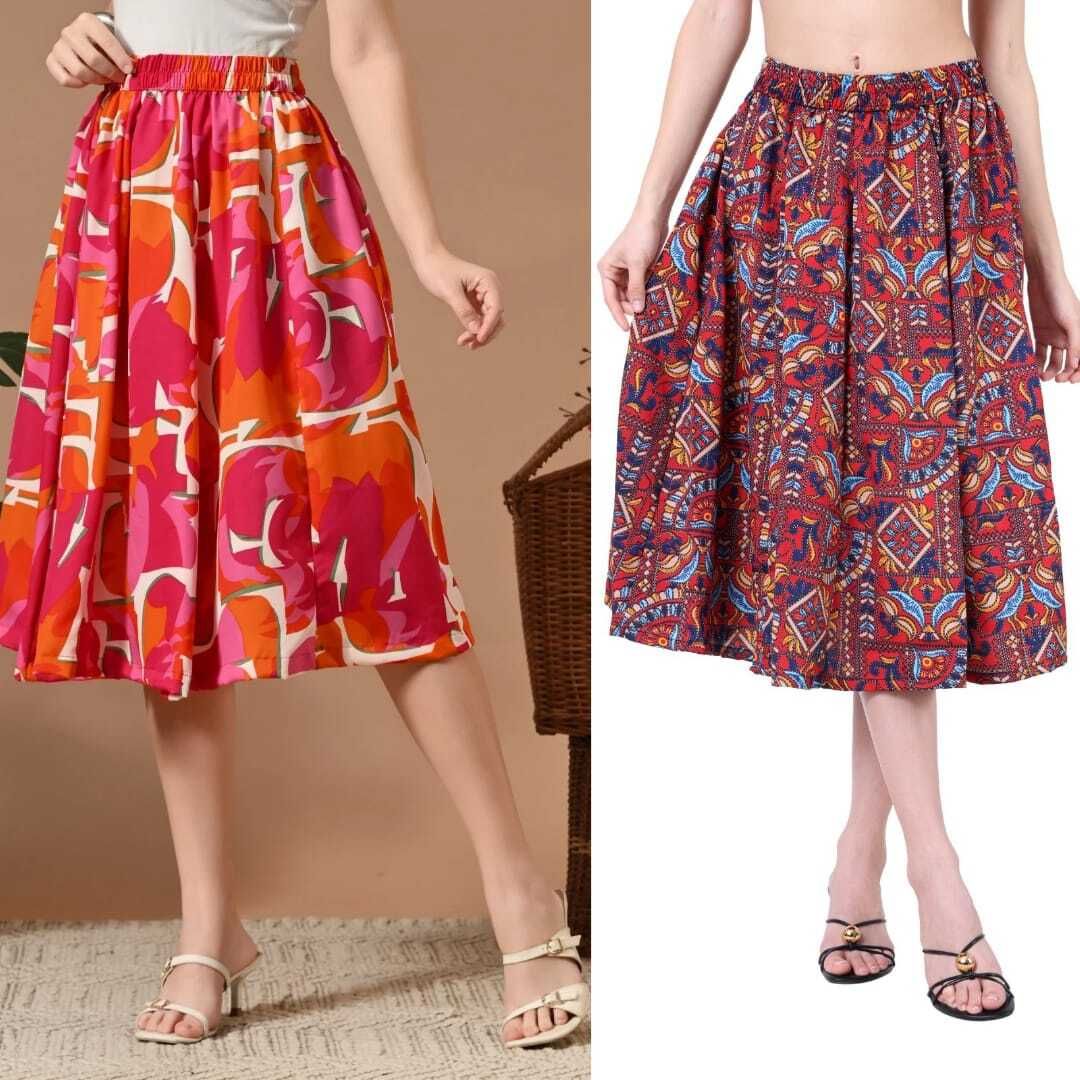 Women Printed Regular Multicolor Skirt-image-46