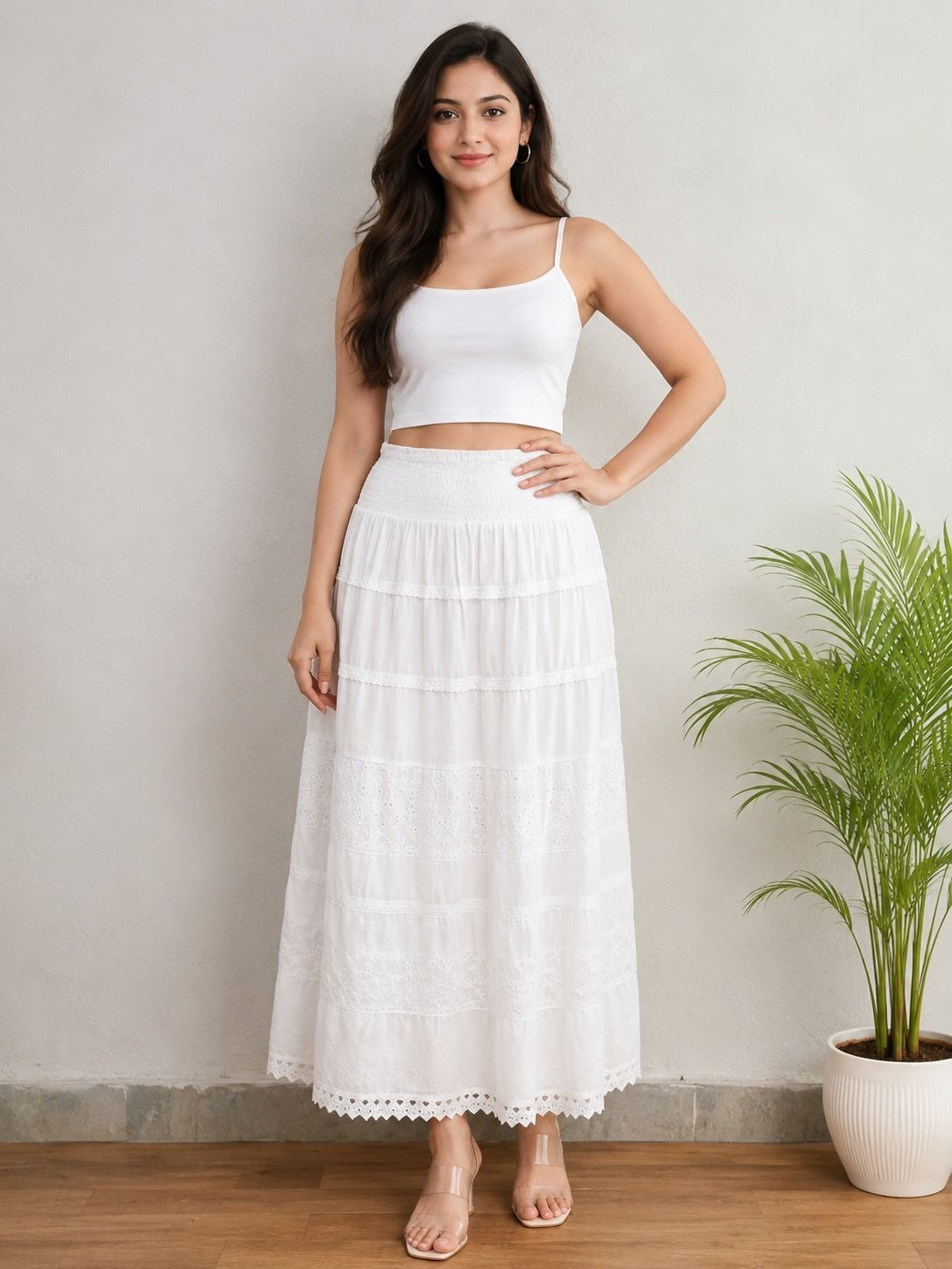 rangani Women Abstract Asymetric White Skirt-picture-29