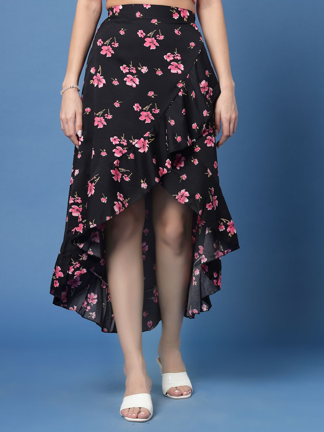 oomph! Women Printed Asymetric Black Skirt-picture-15