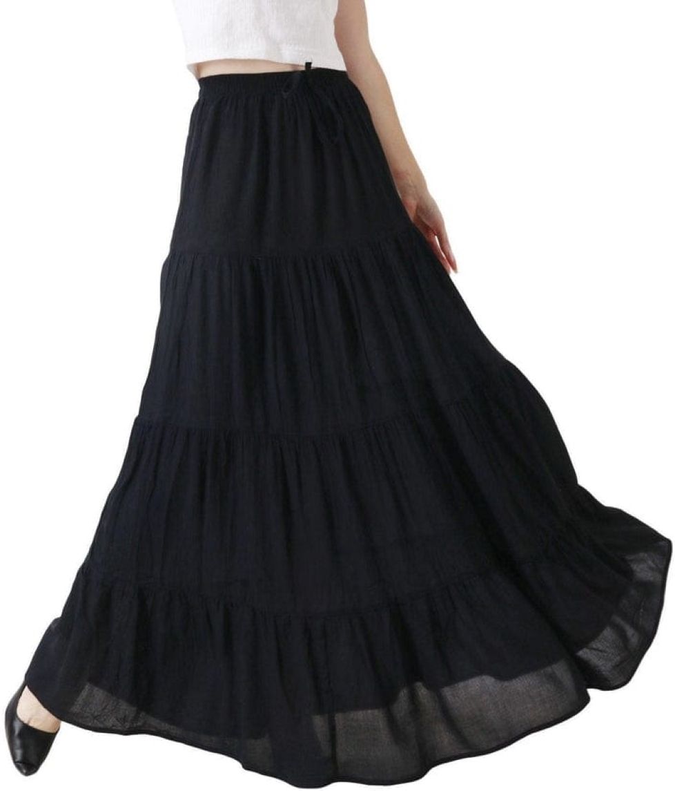 kamnacreation Women Solid Flared Black Skirt-picture-14