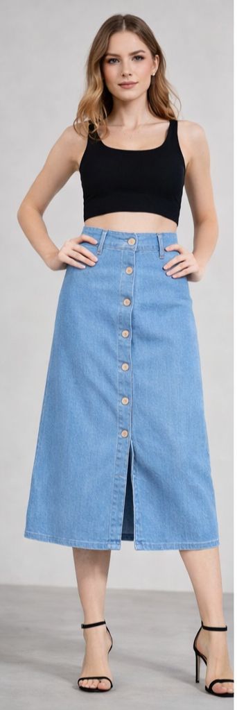 mskkapprel Women Solid A-line Light Blue Skirt-picture-16