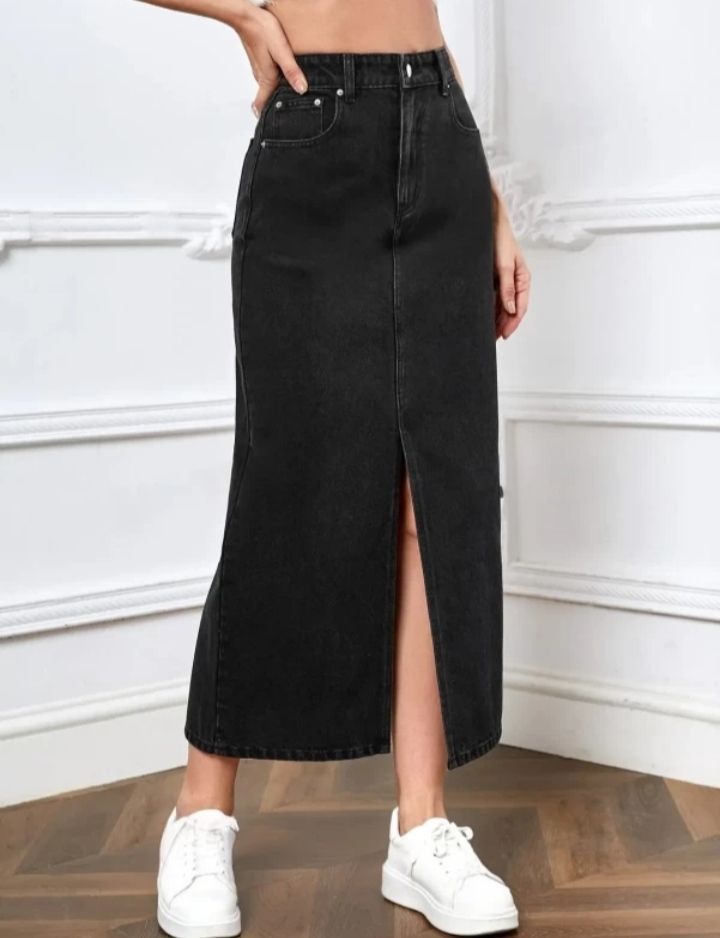revella fashion Women Solid Straight Black Skirt-picture-10
