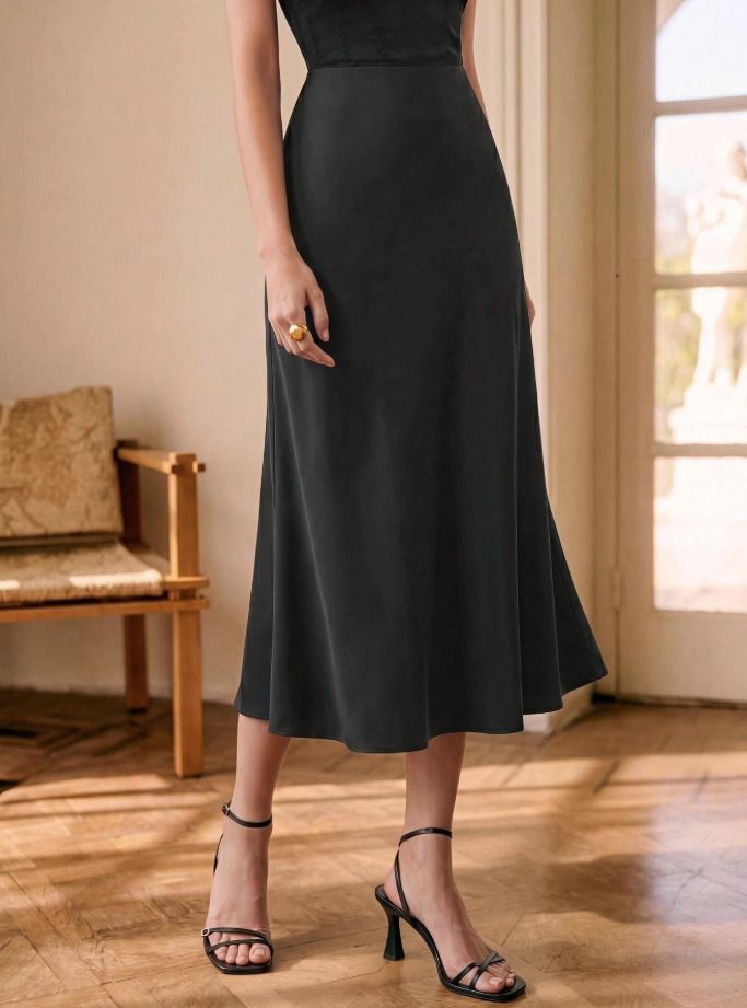 jo jo creation Women Solid, Self Design A-line Black Skirt-picture-12