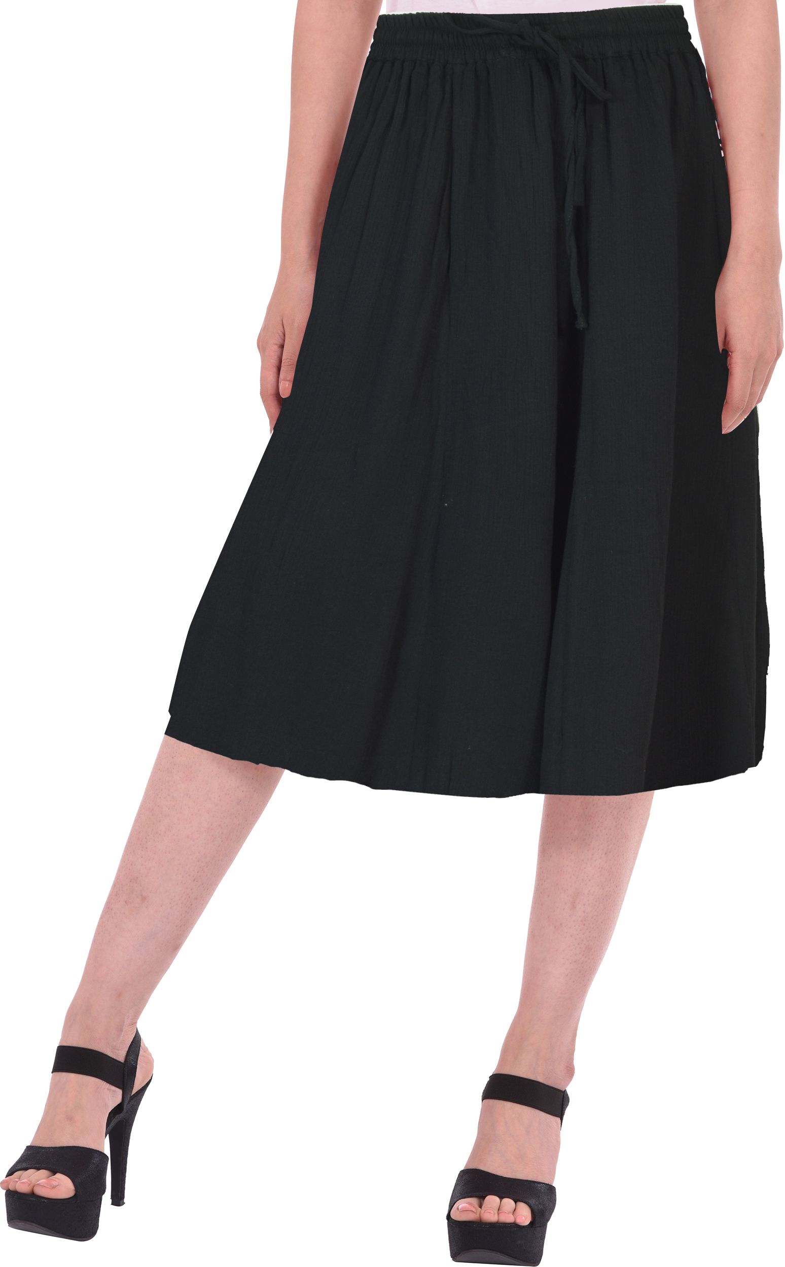 cotton breeze Women Solid A-line Black Skirt-picture-11