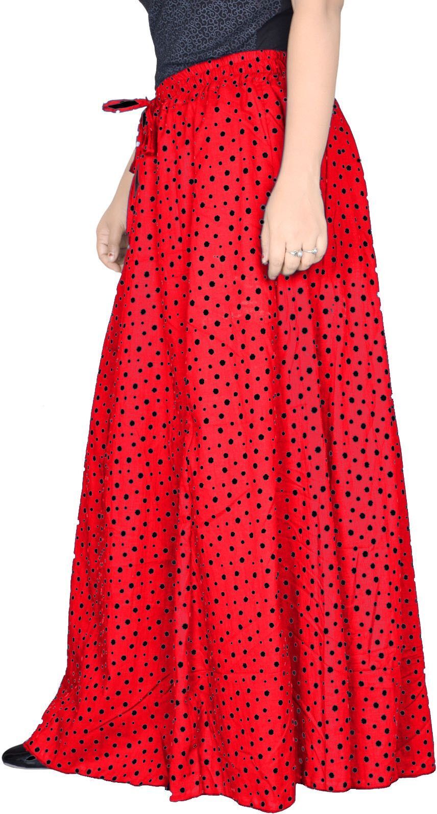 Women Printed Broomstick Red Skirt-image-21