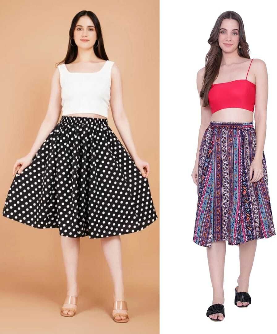 pabhnoors Women Printed A-line Multicolor Skirt-picture-16
