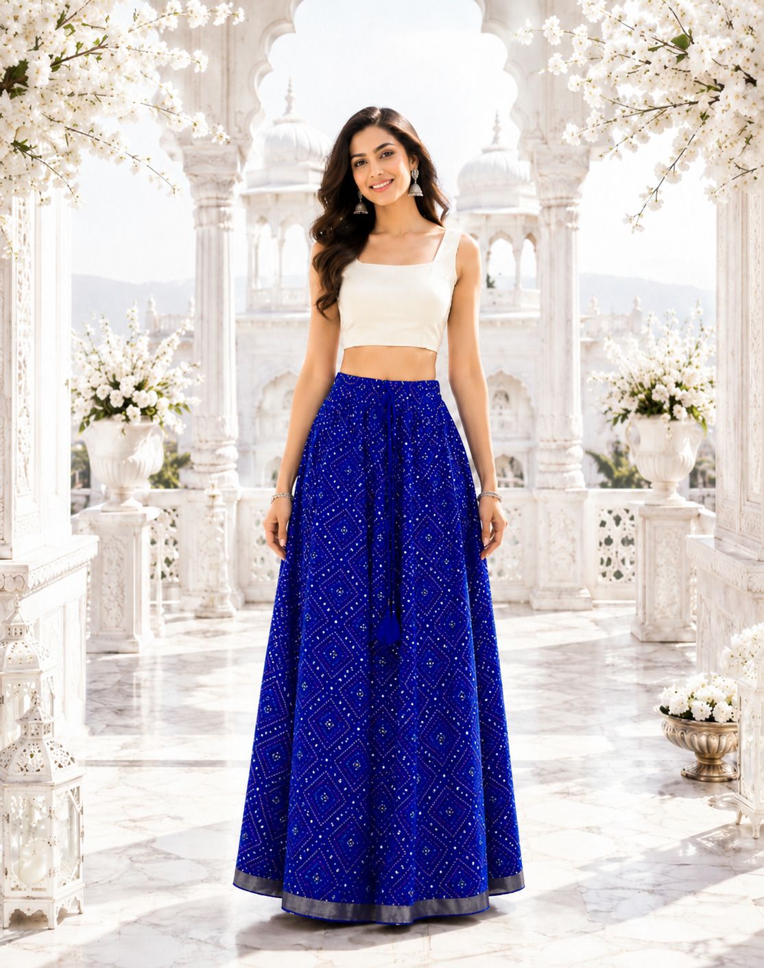 rangsthali Women Printed Flared Blue Skirt-picture-13