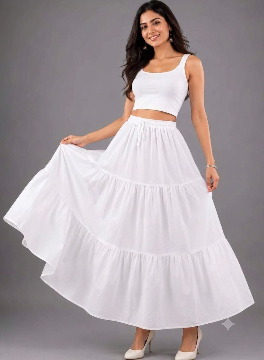 Women Solid A-line White Skirt-image-36