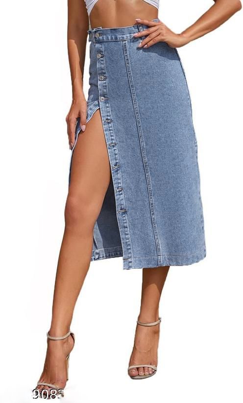 aksha creation Women Solid Straight Light Blue Skirt-picture-23