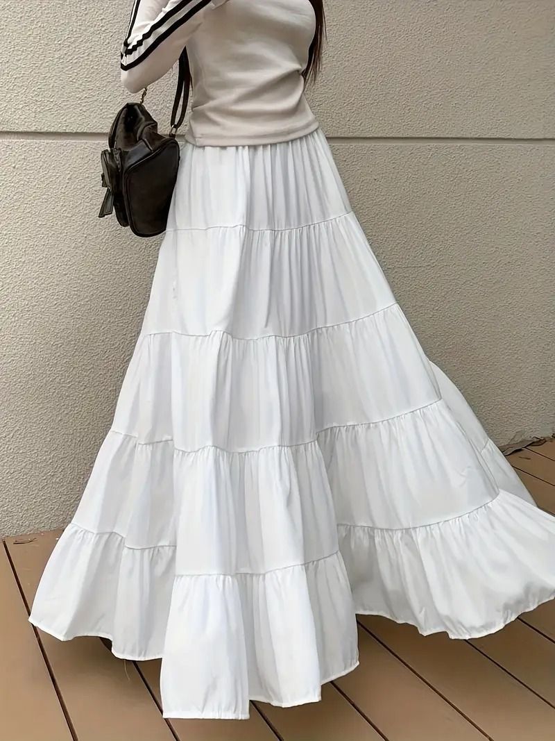 Women Solid Regular White Skirt-image-35
