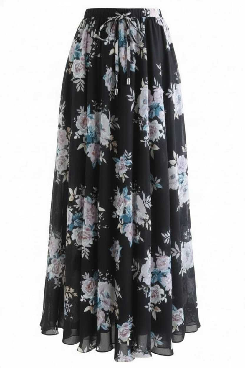 sands apparel Women Floral Print Flared Multicolor Skirt-picture-12