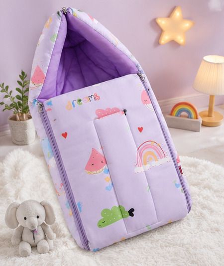 3 in 1 baby bed,baby bedding for new born & carry nestcotton Rasberry print Sleeping Bag-image-14